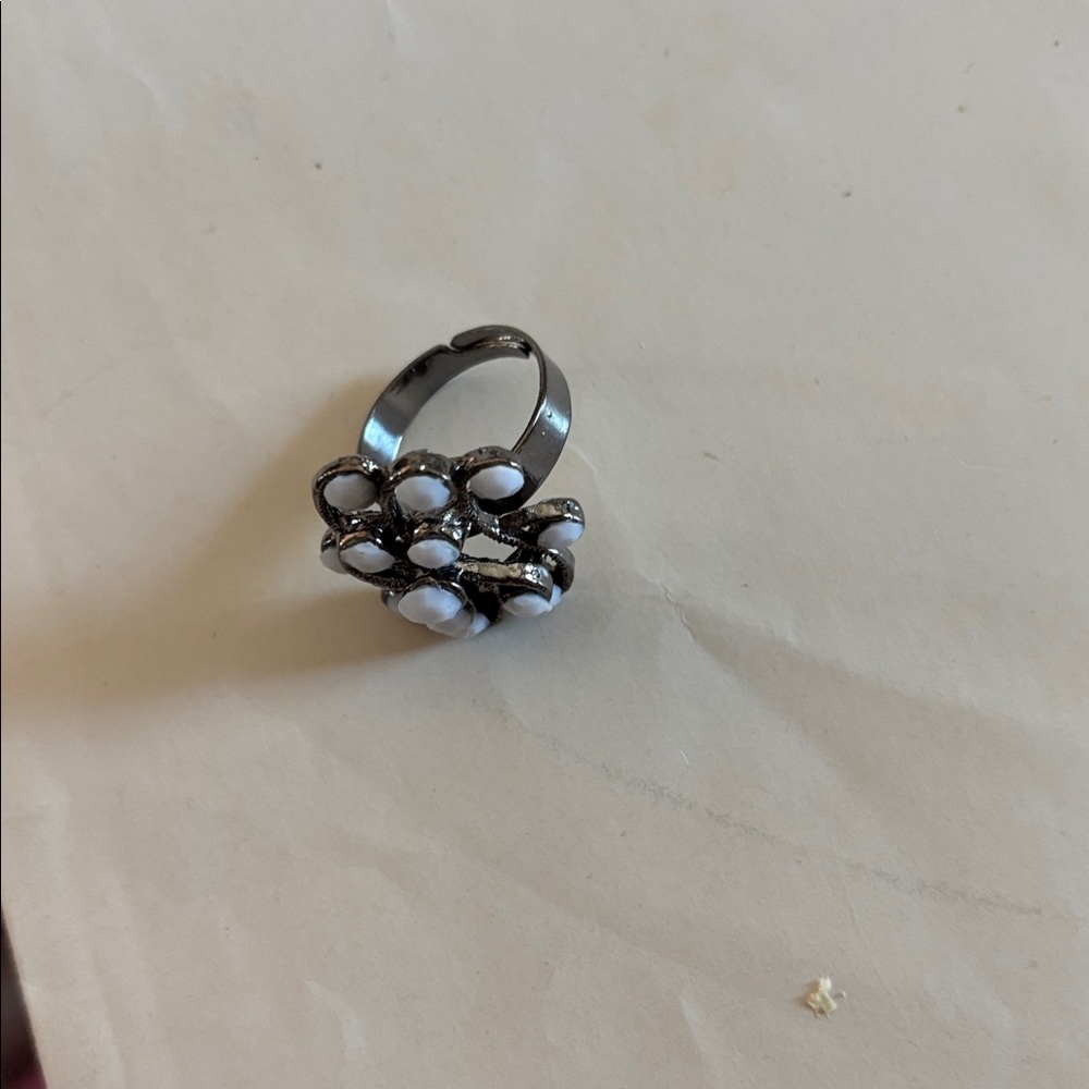 Elegant White beaded Ring